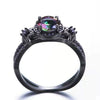 Geometric Gunmetal Electroplated Ring With Purple Zircon Inlay Unisex Fashion Jewelry