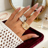 Geometric Heart And Diamond Pattern Zinc Alloy Rings With Polished Finish Fashion Jewelry Accessories For Women
