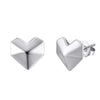 Geometric Heartshaped Silver Earrings With Electroplating Design