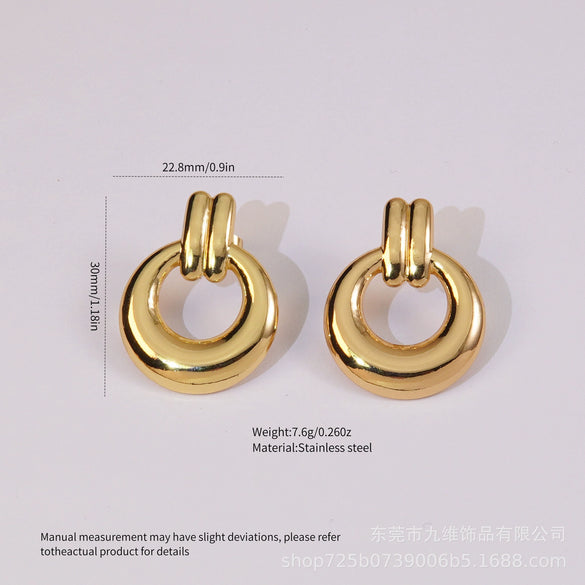 Geometric Heartshaped Stainless Steel Electroplated Earrings For Women