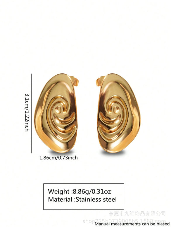 Geometric Heartshaped Stainless Steel Electroplated Earrings For Women