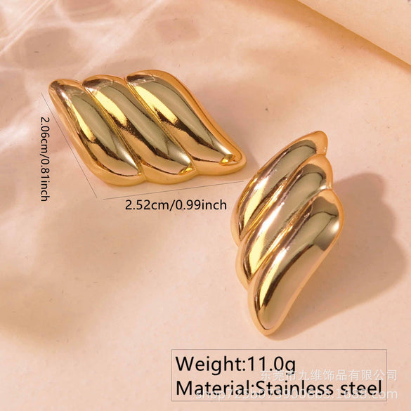 Geometric Heartshaped Stainless Steel Electroplated Earrings For Women