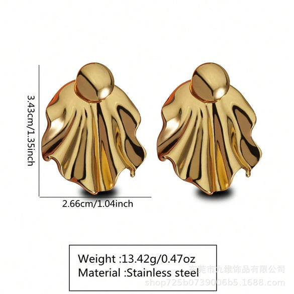 Geometric Heartshaped Stainless Steel Electroplated Earrings For Women