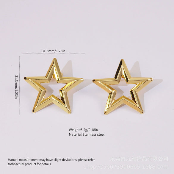 Geometric Heartshaped Stainless Steel Electroplated Earrings For Women