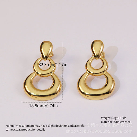 Geometric Heartshaped Stainless Steel Electroplated Earrings For Women