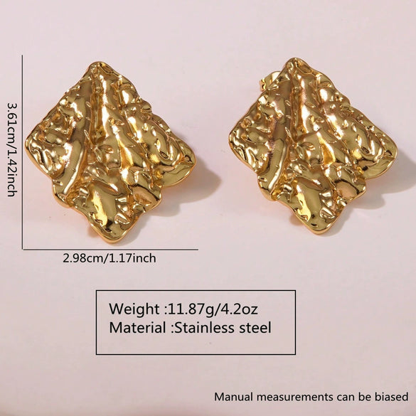 Geometric Heartshaped Stainless Steel Electroplated Earrings For Women