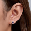 Geometric Hexagonal Amethyst Zircon Sterling Silver Women's Earrings With Diamond Design And Treatment