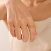 Geometric Hollow Titanium Steel And Stainless Steel Ring With Real Gold Electroplating For Women