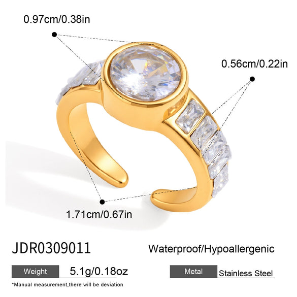 Geometric Hypoallergenic Stainless Steel Ring With Colorfast Pvd Vacuum Gold Plating For Women
