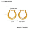 Geometric Imitation Pearl Open Ear Ring 316L Stainless Steel Rubber Beads 18K Gold Plated Earrings For Women