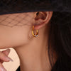 Geometric Imitation Pearl Open Ear Ring 316L Stainless Steel Rubber Beads 18K Gold Plated Earrings For Women