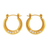 Geometric Imitation Pearl Open Ear Ring 316L Stainless Steel Rubber Beads 18K Gold Plated Earrings For Women
