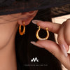 Geometric Imitation Pearl Open Ear Ring 316L Stainless Steel Rubber Beads 18K Gold Plated Earrings For Women