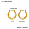 Geometric Imitation Pearl Open Earring And Ring Set Titanium Steel Plated 18K Gold Electroplated For Women