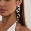 Geometric Irregular Alloy Hoop Earrings With Retro Spliced Design Old Money Style Fashion Jewelry For Women And Men