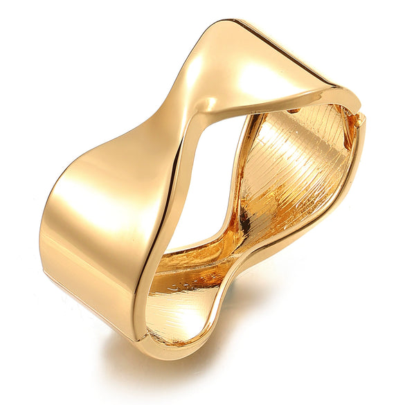 Geometric Irregular Exaggerated Metal Bracelet For Women With Electroplating And Liquid Metal Glow Surface And Water Drops Design