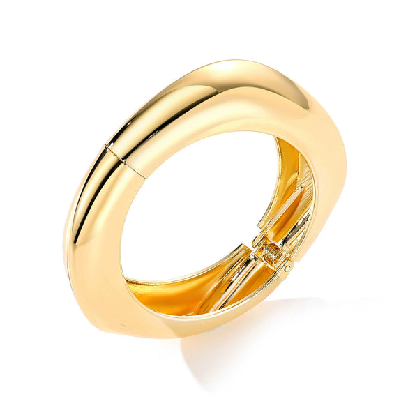 Geometric Irregular Exaggerated Metal Bracelet For Women With Electroplating And Liquid Metal Glow Surface And Water Drops Design