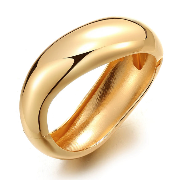Geometric Irregular Exaggerated Metal Bracelet For Women With Electroplating And Liquid Metal Glow Surface And Water Drops Design