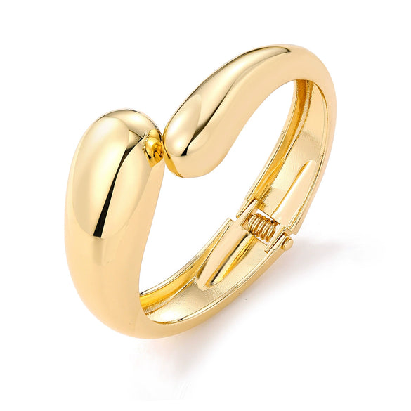 Geometric Irregular Exaggerated Metal Bracelet For Women With Electroplating And Liquid Metal Glow Surface And Water Drops Design