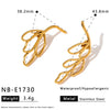 Geometric Irregular Stainless Steel Earrings With Vacuum Electroplated Gold Tone Finish For Women