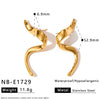 Geometric Irregular Stainless Steel Earrings With Vacuum Electroplated Gold Tone Finish For Women