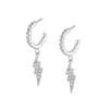 Geometric Lightning Earrings With Silver Needle And Micro Paved Zircon Copper Cute Natural Style Earrings For Women
