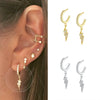 Geometric Lightning Earrings With Silver Needle And Micro Paved Zircon Copper Cute Natural Style Earrings For Women