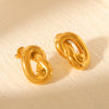 Geometric Line Twist Stainless Steel Women's Earrings With Electroplating Design