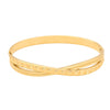 Geometric Lines Stainless Steel Bracelet With Golden Leaf Design Electroplated Jewelry