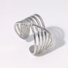 Geometric Lines Stainless Steel Opening Ring For Women With Electroplating Treatment