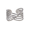 Geometric Lines Stainless Steel Opening Ring For Women With Electroplating Treatment