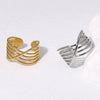 Geometric Lines Stainless Steel Opening Ring For Women With Electroplating Treatment