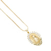Geometric Lotus Portrait Halo Pendant Necklace With Gold Plated Copper And Zircon Inlay Snake Chain Fashion Jewelry