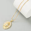 Geometric Lotus Portrait Halo Pendant Necklace With Gold Plated Copper And Zircon Inlay Snake Chain Fashion Jewelry