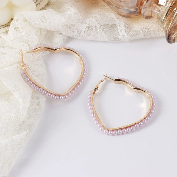 Geometric Lovely Cartoon U Shaped Pearl Earrings For Women Electroplated