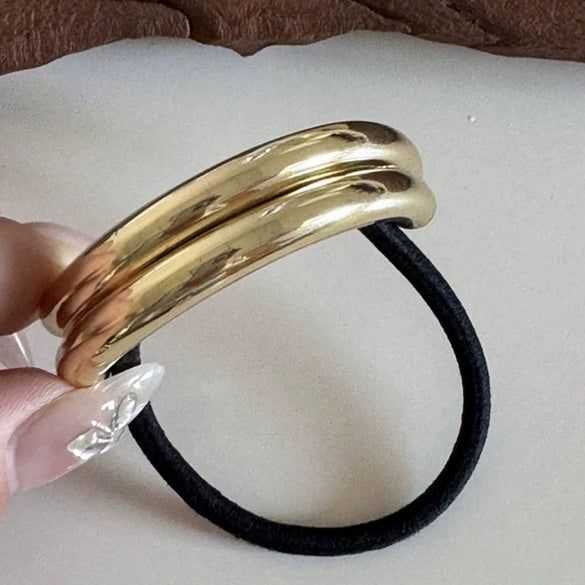 Geometric Metal Style High Elastic Hair Accessories Hair Band Hair Rope Headdress With Electroplating For Female