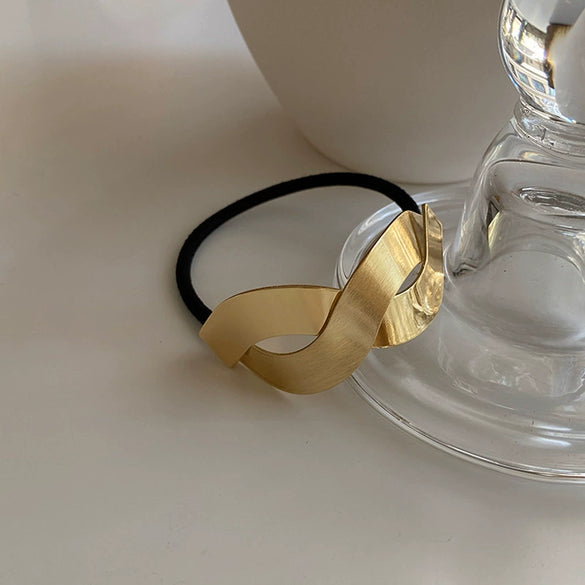 Geometric Metal Style High Elastic Hair Accessories Hair Band Hair Rope Headdress With Electroplating For Female