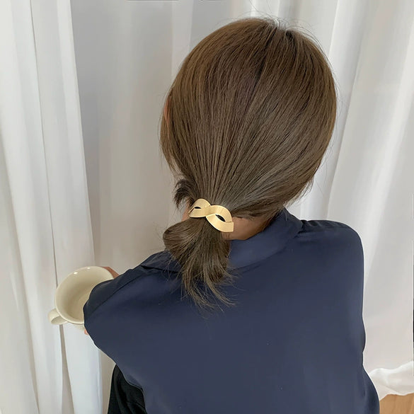 Geometric Metal Style High Elastic Hair Accessories Hair Band Hair Rope Headdress With Electroplating For Female