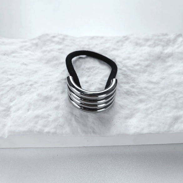 Geometric Metal Style High Elastic Hair Accessories Hair Band Hair Rope Headdress With Electroplating For Female