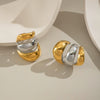 Geometric Minimalist Trendy Gold Colorblocking Stud Earrings In Stainless Steel With Electroplating