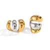 Geometric Minimalist Trendy Gold Colorblocking Stud Earrings In Stainless Steel With Electroplating