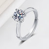 Geometric Moissanite Ring In 925 Sterling Silver With Four Claw Setting Electroplated Adjustable Open Band For Women