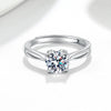 Geometric Moissanite Ring In 925 Sterling Silver With Four Claw Setting Electroplated Adjustable Open Band For Women
