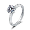 Geometric Moissanite Ring In 925 Sterling Silver With Four Claw Setting Electroplated Adjustable Open Band For Women
