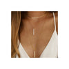 Geometric Multi Layer Copper Necklace With Electroplated Finish Minimalist Stackable Casual Chain Jewelry For Women