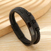 Geometric Multilayer Handwoven Leather Men's Alloy Magnet Buckle Bracelet