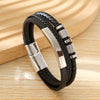Geometric Multilayer Handwoven Leather Men's Alloy Magnet Buckle Bracelet