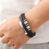 Geometric Multilayer Handwoven Leather Men's Alloy Magnet Buckle Bracelet