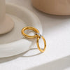 Geometric Multilayer Stackable Stainless Steel Ring With Goldplated Vacuum Electroplated Finish For Unisex Everyday Jewelry