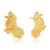 Geometric Multilayer Zirconia Stud Earrings For Women Stainless Steel Titanium Steel With Vacuum Gold Plated Finish